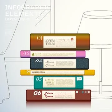 3d book and hand draw style background infographic elements Stock Illustration