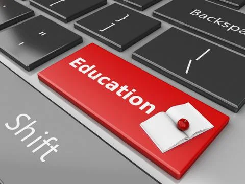 3d book on computer keyboard. Stock Illustration