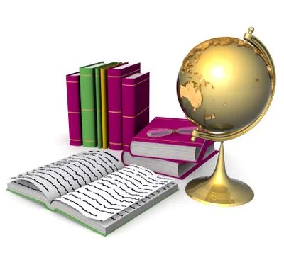 3d books and globe Stock Illustration