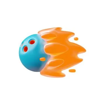 3D bowling ball flying through the air with flame or fire, realistic bowling Stock Illustration