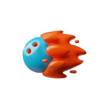 3D bowling ball flying through the air with fire flame, bowling award, bowl game Stock Illustration