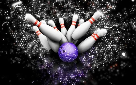 3D bowling skittles with sparkle effect Stock Illustration