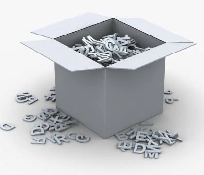 3d box of alphabets Stock Illustration