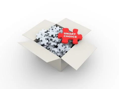 3d box and smart choice puzzle piece Stock Illustration
