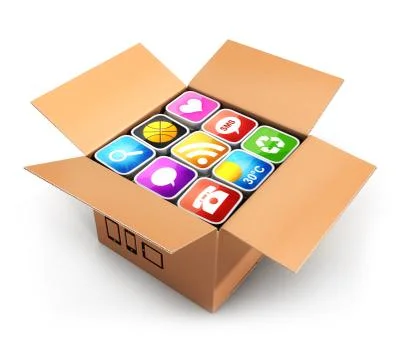3d box with applications Stock Illustration