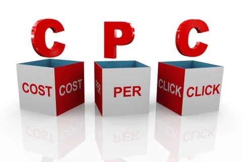 3d box of cpc - cost per click Stock Illustration