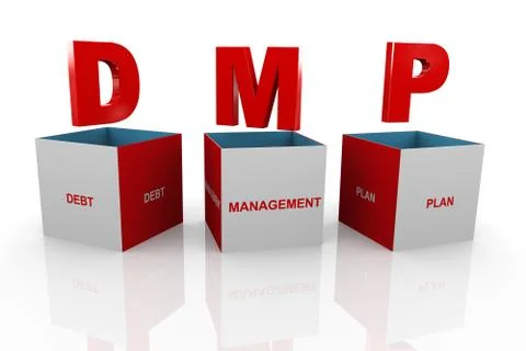 3d box of dmp - debt management plan Stock Illustration