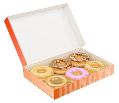 3d box of donuts Stock Illustration