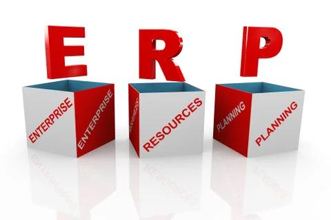 3d box of erp - enterprise resource planning イラスト素材