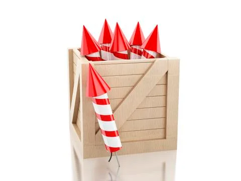 3d Box with fireworks Stock Illustration