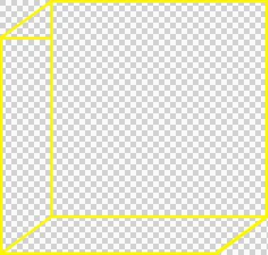 3D box is floating on transparent background with yellow outlines and teal 스톡 일러스트