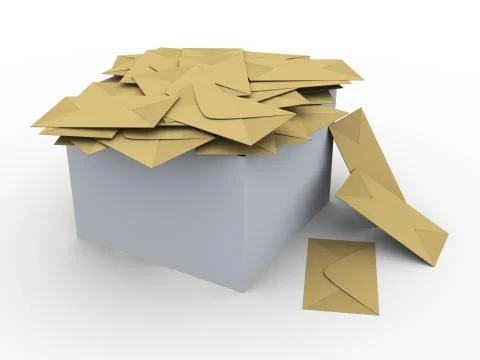 3d box full of envelopes Stock Illustration