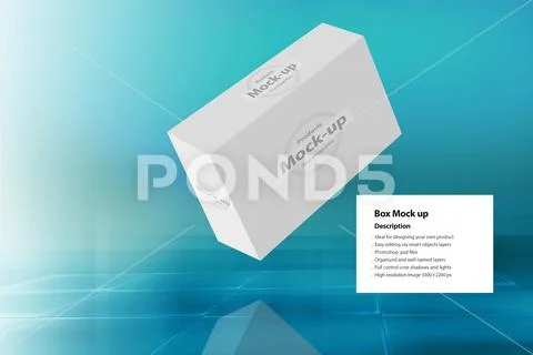 3D box on high technology background PSD Template