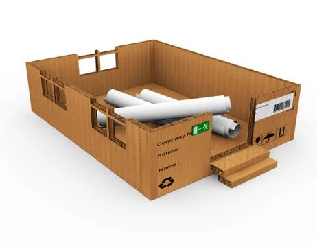 3d box house on the white background Stock Illustration