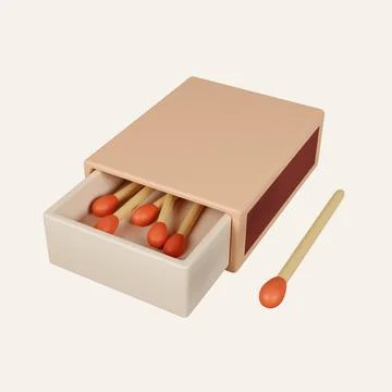 3d Box of matches. elements for camping, hiking , summer camp, traveling, trip Stock Illustration