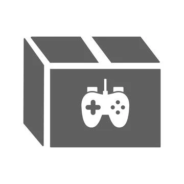 3d, box, package, product icon. Gray vector graphics. Stock Illustration
