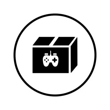 3d, box, package, product icon. Black vector graphics. Stock Illustration