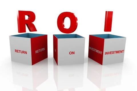 3d box of roi - return on investment Stock Illustration