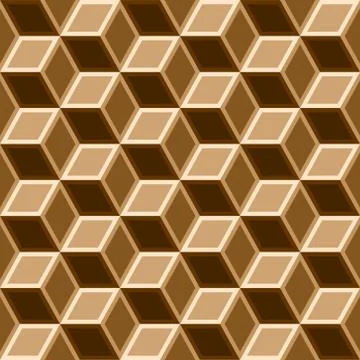 3d box seamless pattern on brown tone. Stock Illustration