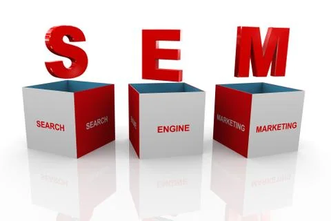 3d box of sem - search engine marketing Stock Illustration
