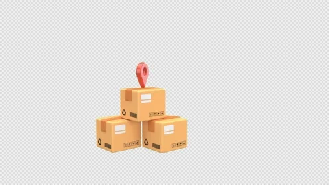 3D Box Stack Icon for Shipping, Delivery and Logistics Management Stock Footage 313466973
