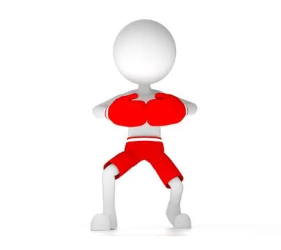 3d boxer with red gloves and short pants Stock Illustration