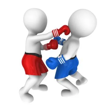 3d boxers. Hard punch Stock Illustration