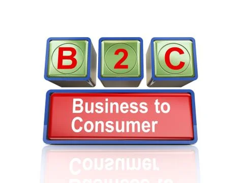 3d boxes of concept of b2c Illustrazione stock