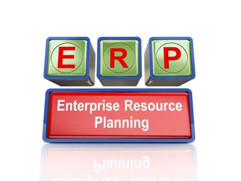 3d boxes of concept of erp Illustrazione stock