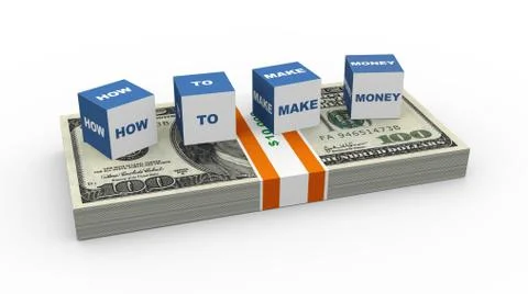 3d boxes - how to make money Stock Illustration