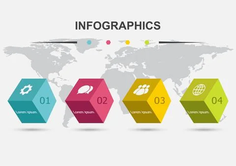 3D boxes infographic design template with shadow Stock-Illustration