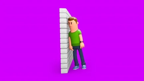 3D Boy Banging Hand And Head On Wall Vidéo 266302577