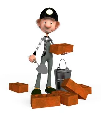 3d boy builder. Illustrazione stock