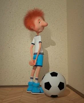 The 3d boy costs in a room corner. Stock Illustration