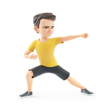 3d boy doing karate Illustrazione stock