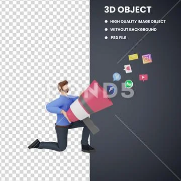 3d boy Fun 3d cartoon teenage boy Fun illustration of a 3d cartoon backpacker PSD Template
