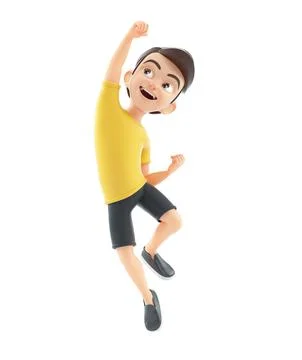 3d boy jumping for joy Stock Illustration