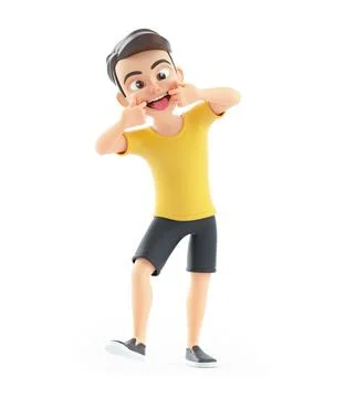 3d boy making a funny face Stock Illustration