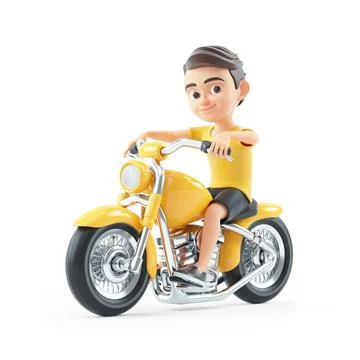 3d boy riding a motorcycle Illustrazione stock