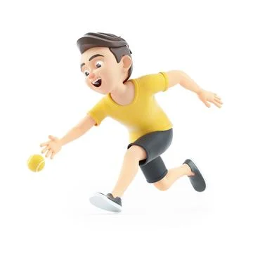 3d boy running to catch the ball Stock Illustration