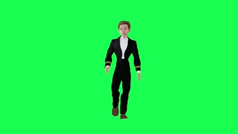 3d boy servant walking isolated green screen Video stock 252662956