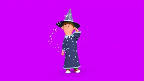 3D Boy In Wizard Costume Playing With Magical Wand Vidéo 266971823