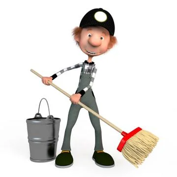 3d boy working.cleaner. Stock Illustration