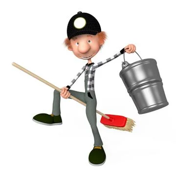 3d boy working.cleaner. Stock Illustration