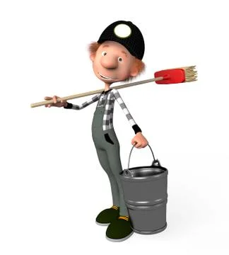 3d boy working.cleaner. Stock Illustration