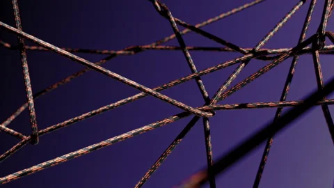 3D Braided Ropes Tying Together Slow Motion Camera Fly-Through Animation Stock Footage 328639023