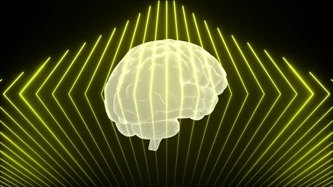 3d brain animation and neon effects, creative animation. Infinite loopable. Stock Footage 127205131