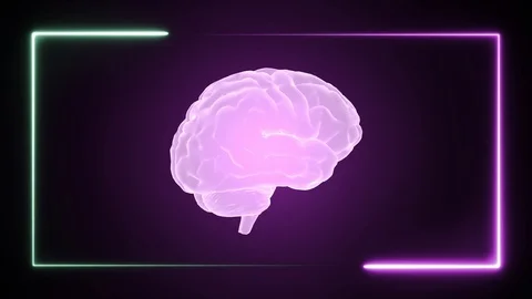 3d brain animation and neon effects, creative animation. Infinite loopable. Stock Footage 127205361