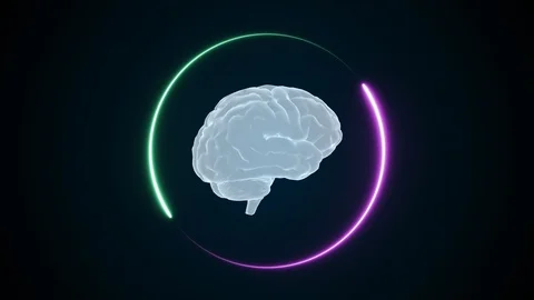 3d brain animation and neon effects, creative animation. Infinite loopable. Stock Footage 127205567