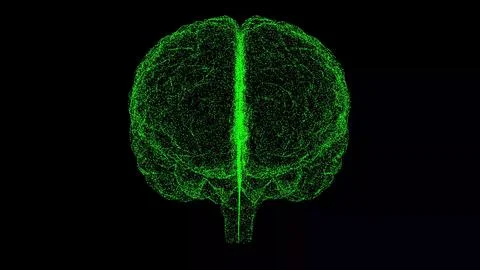 3D brain on black bg. Object dissolved flickering particles. Scientific med.. イラスト素材